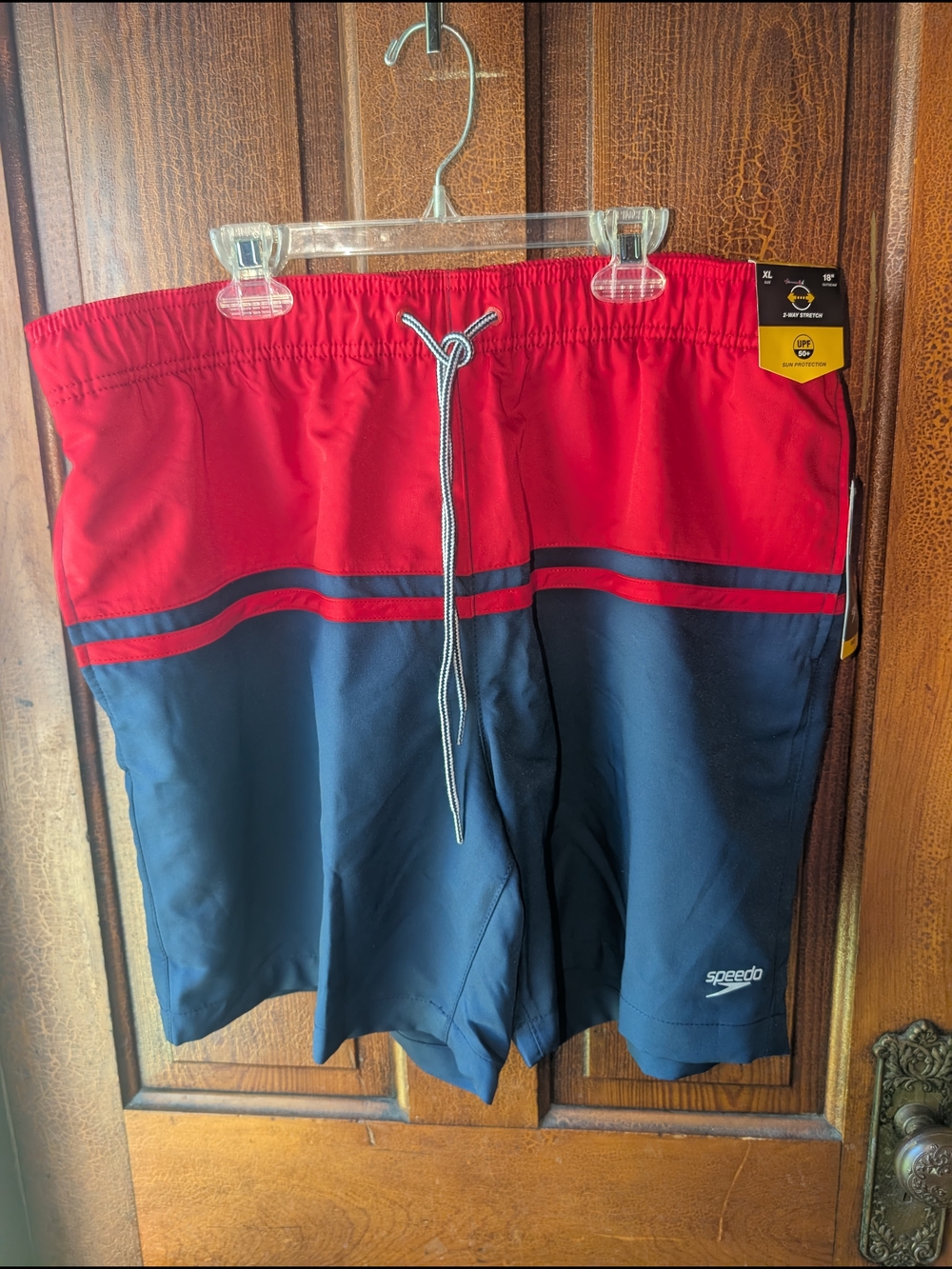 New Speedo Mens Swim Trunks  XL MSRP $30 with Tags Red Blue
